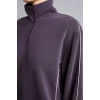 Defacto H4537AXPR467 Mor Ultra Yumuşak Standart Fit Yarım Fermuarlı Biyeli Dik Yaka Modal Sporcu Basic Sweatshirt