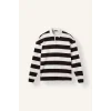 Defacto E8440AXBN337 Kahve Boxy Fıt Polo Yaka Çizgili Waffle Sweatshirt