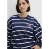 Mavi 1S10456-84634 Çizgili Lacivert Sweatshirt