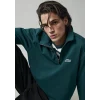 Mavi 0S10613-90366 Mavi Patch Nakışlı Yarı Fermuarlı Yeşil Sweatshirt