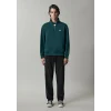 Mavi 0S10613-90366 Mavi Patch Nakışlı Yarı Fermuarlı Yeşil Sweatshirt