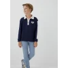 Mavi 6S10185-84371 Mavi Logo Baskılı Lacivert Polo Sweatshirt