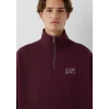 Mavi 0S10208-70434 Mavi Logo Baskılı Yarı Fermuarlı Bordo Sweatshirt