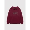 Mavi 6S10143-70394 Mavi Logo Baskılı Kapüşonlu Bordo Sweatshirt