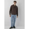 Mavi 0S10646-71603 Mavi Logo Baskılı Kapüşonlu Kahverengi Sweatshirt