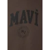 Mavi 0S10646-71603 Mavi Logo Baskılı Kapüşonlu Kahverengi Sweatshirt