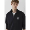 Mavi 0S10655-900 Mavi Logo Baskılı Fermuarlı Siyah Sweatshirt