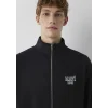 Mavi 0S10655-900 Mavi Logo Baskılı Fermuarlı Siyah Sweatshirt