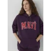 Mavi 1600361-70635 Mavi Logo Baskılı Kapüşonlu Mor Sweatshirt