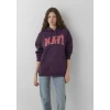 Mavi 1600361-70635 Mavi Logo Baskılı Kapüşonlu Mor Sweatshirt