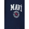 Mavi 0S10656-89353 Mavi Logo Baskılı Kapüşonlu Lacivert Sweatshirt