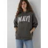 Mavi 1600361-71598 Mavi Logo Baskılı Kapüşonlu Haki Sweatshirt