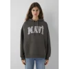 Mavi 1600361-71598 Mavi Logo Baskılı Kapüşonlu Haki Sweatshirt