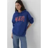 Mavi 1600361-70758 Mavi Logo Baskılı Kapüşonlu Lacivert Sweatshirt