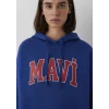 Mavi 1600361-70758 Mavi Logo Baskılı Kapüşonlu Lacivert Sweatshirt