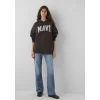 Mavi 1600361-70240 Mavi Logo Baskılı Kapüşonlu Kahverengi Sweatshirt