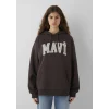 Mavi 1600361-70240 Mavi Logo Baskılı Kapüşonlu Kahverengi Sweatshirt
