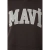 Mavi 1600361-70240 Mavi Logo Baskılı Kapüşonlu Kahverengi Sweatshirt
