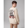 LCW Kids Bej Baskılı Erkek Çocuk Kalın Sweatshirt
