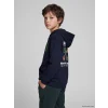 LCW Kids Lacivert Kapüşonlu Minecraft Erkek Çocuk Fermuarlı Sweatshirt