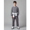 LCW Kids Gri Baskılı Erkek Çocuk Soft Touch Sweatshirt