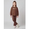 LCW Kids Kahverengi Bisiklet Yaka Baskılı Kız Çocuk Takım