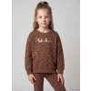 LCW Kids Kahverengi Bisiklet Yaka Baskılı Kız Çocuk Takım
