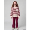 LCW Kids Bordo Fırfırlı Çizgili Kız Çocuk Takım