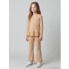 LCW Kids Kahverengi Fisto Detaylı Nakışlı Kız Çocuk Takım