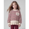 LCW Kids Bordo Fırfırlı Çizgili Kız Çocuk Takım