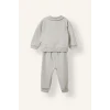 Defacto F9437A5GR470 Gri Baskılı Uzun Kollu Sweatshirt Üst Lastikli Paça Eşofman Altı 2li Takım Erkek Bebek