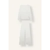 Defacto H8810AXER98 Ekru Regular Fit Desenli Düğmeli Uzun Kollu Pijama Takımı