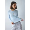 Defacto H8812AXBE343 Mavi %100 Pamuk Slım Fıt Uzun Kollu Baskılı Üst Kareli Alt Ribana Pijama Takımı