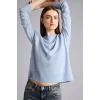 Defacto C0058AXBE755 Mavi Ultra Yumuşak Relax Fıt Bisiklet Yaka Kazak