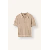 Defacto D9007AXBG451 Bej Kısa Kollu Fitilli Polo Yaka Basic Kazak