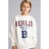 Defacto I3081A8BG759 Bej Overshirt Fit Bisiklet Yaka Baskılı Sweatshirt Erkek Çocuk