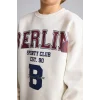 Defacto I3081A8BG759 Bej Overshirt Fit Bisiklet Yaka Baskılı Sweatshirt Erkek Çocuk