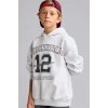 Defacto I3083A8GR400 Gri Overshirt Fit Kapüşonlu İçi Yumuşak Tüylü Baskılı Sweatshirt Erkek Çocuk