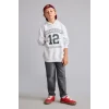 Defacto I3083A8GR400 Gri Overshirt Fit Kapüşonlu İçi Yumuşak Tüylü Baskılı Sweatshirt Erkek Çocuk