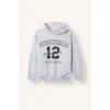 Defacto I3083A8GR400 Gri Overshirt Fit Kapüşonlu İçi Yumuşak Tüylü Baskılı Sweatshirt Erkek Çocuk