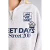 Defacto I3016AXGR110 Gri Oversize Dik Yakalı Yarım Fermuarlı Baskılı Sweatshirt
