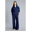 Defacto H0939AXNV241 Lacivert Relaxed Fit Düz Dalgıç Kumaş Geniş Paça Eşofman Altı