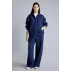 Defacto H0939AXNV241 Lacivert Relaxed Fit Düz Dalgıç Kumaş Geniş Paça Eşofman Altı
