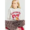 Defacto I8199A8ER105 Ekru Bisiklet Yaka Capybara Baskılı Sweatshirt Kız Çocuk