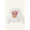 Defacto I8199A8ER105 Ekru Bisiklet Yaka Capybara Baskılı Sweatshirt Kız Çocuk