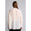Defacto I7363AXER105 Ekru Regular Fit Fular Yaka Geniş Manşetli Modal Uzun Kollu Basic Bluz