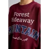Defacto I3081A8BR115 Bordo Overshirt Fit Bisiklet Yaka Baskılı Sweatshirt Erkek Çocuk
