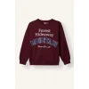 Defacto I3081A8BR115 Bordo Overshirt Fit Bisiklet Yaka Baskılı Sweatshirt Erkek Çocuk
