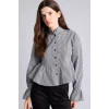 Defacto I5191AXBK81 Siyah Pötikare Desenli Peplum Fitted Hakim Yaka Uzun Kollu Gömlek