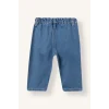 Defacto I5295A5NM28 Mavi %100 Pamuk Çiçek Nakışlı Beli Lastikli Baggy Fit Jean Pantolon Kız Bebek